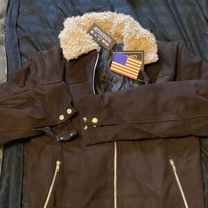 Brown Jacket with Faux Fur Collar